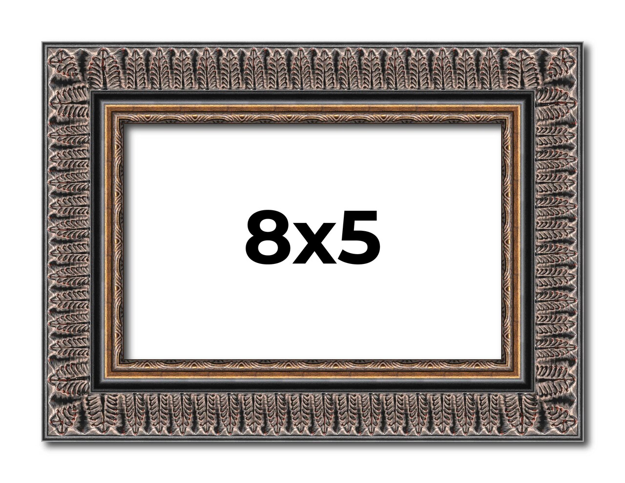 Photo Size Ornate Black Picture Frame - UV Acrylic, Foam Board Backing, Hanging Hardware